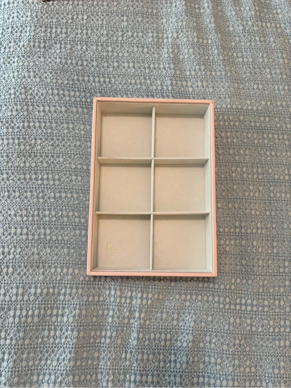 Vee & Co. Stackable Pink Jewelry Tray with Six Compartments
